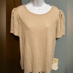 INC International Concepts Toasted Twine Tan Women's Short Puff Sleeve Shirt 1X